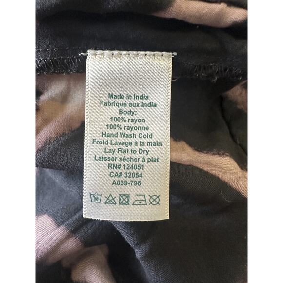 The Odells Seville Ruffle Maxi Dress Printed Tie Belt Pockets Black Size Small - Picture 10 of 16